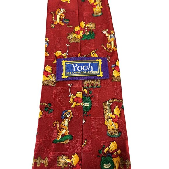 Pooh 100 Acre Collection Red Tie With Winnie The Pooh & Friends Playing Design - Picture 3 of 4